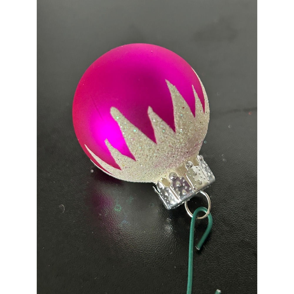 Christmas Ornament Christmas Pink Glitter Frosted Glass Ball Collectible